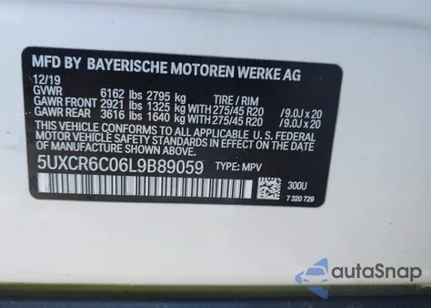 2020 BMW X5 xDrive40I z USA, uszkodzony, nr VIN 5UXCR6C06L9B89059